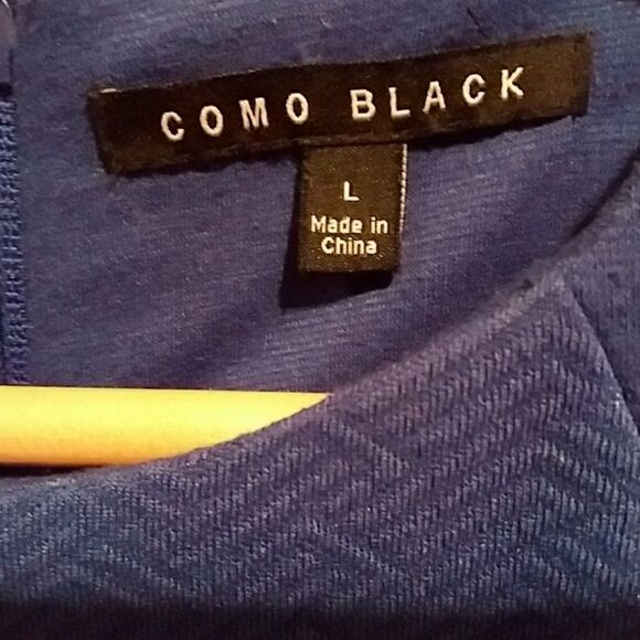 Como Black Cobalt Blue Jersey Sheath Dress Sz L - Picture 4 of 4